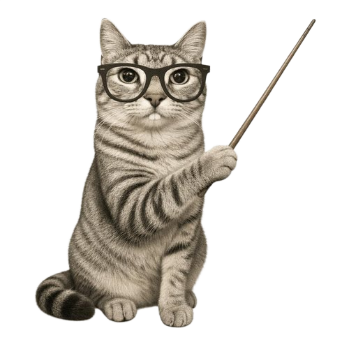 Nerd Cat with a pointer